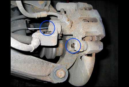 Back-side view showing caliper pin and hex bolt positions
