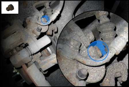 Position of the caliper cover-bolt