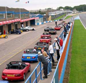 Queuing to leave the pits